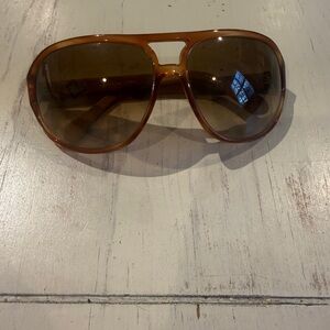 Fendi Brown Aviator Sunglasses - Tortoise Frame with Leather Temples